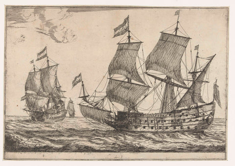 Two great warships, Reinier Nooms, 1650 - 1664 Canvas Print