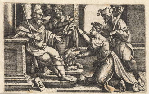 Woman declares her innocence under oath, Georg Pencz, 1533 - 1534 Canvas Print