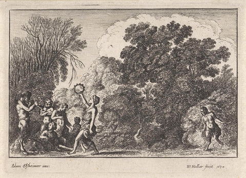 Music and dancing saters and nymphs, Wenceslaus Hollar, 1650 Canvas Print