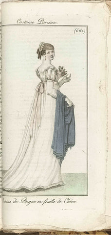 Journal des Dames et des Modes, Costume Parisien, 1805, An 13 (662) Dessus de Peigne en feuille de Chêne, Horace Vernet, 1805 Canvas Print