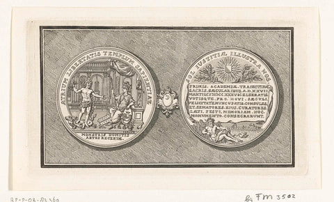 Medal at the centenary of the Hogeschool te Utrecht, retaliated at the colleges of the States, city, court and pastors, 1736, anonymous, 1736 Canvas Print