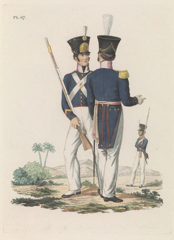 Curaçao Rifleman; Officer, Second Officer and Gunner, Dirk Sluyter, 1826 Canvas Print