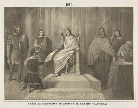 Karel de Eenvoudige grants Dirk I the title count of Holland, 922, Tieleman Cato Bruining (possibly), 1853 - 1855 Canvas Print