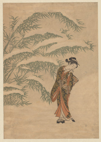 Girl and snowball, Suzuki Harunobu, 1763 - 1767 Canvas Print