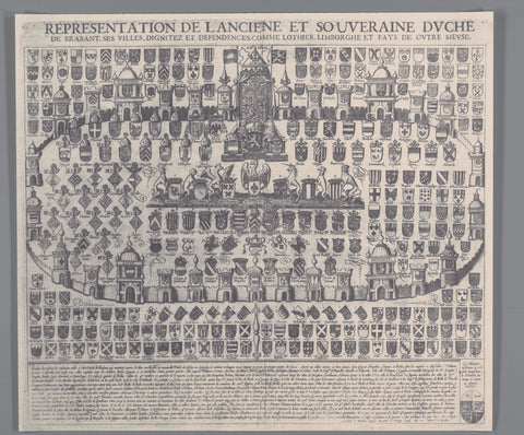 Photographic reproduction of a coat of arms map of the Duchy of Brabant (1600), unknown, I. de Busschere, 1964 Canvas Print