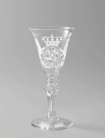 Wine glass with the arms of William IV, anonymous, c. 1733 - c. 1750 Canvas Print