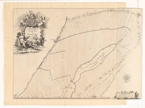 Map of the Sloterbinnen- en Middelveldse combined polders, 1675, anonymous, 1702 - 1726 Canvas Print