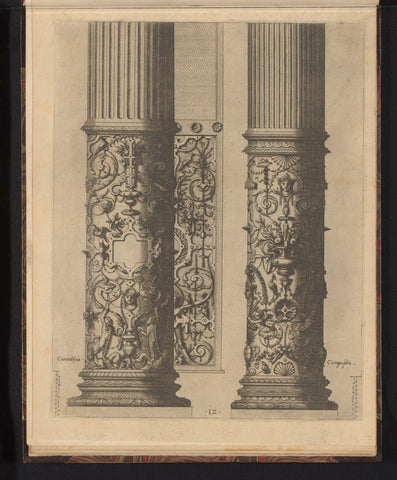 Twee 'columnae caelatae', in de Korintische en Composiete Orde, Johannes of Lucas van Doetechum, 1565 Canvas Print