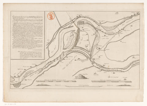 Map of the Upper Rhine at Schenkenschans, anonymous, in or after 1769 Canvas Print