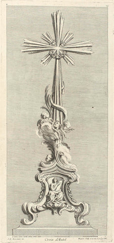 Design for an altar crucifix, Gabriel Huquier, Juste Aurèle Meissonnier, 1738 - 1749 Canvas Print