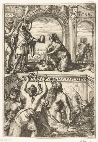 Title page for the Hollandsche Mercurius about the year 1688, Romeyn de Hooghe (attributed to), 1689 Canvas Print