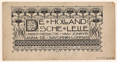 Design for: De Hollandsche Lelie, Weekblad voor jonge dames, c. 1901-1915, Theo Neuhuys, c. 1901 - c. 1915 Canvas Print