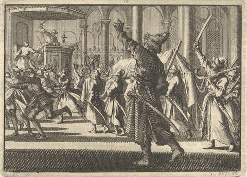 Catholic Polakken during a funeral in the Riddarholmskerk in Stockholm, 1593, Jan Luyken, 1698 Canvas Print