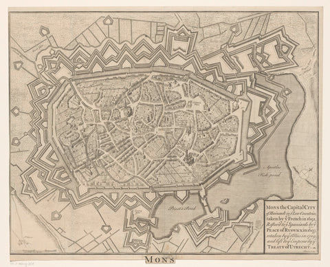 Map of Bergen (Mons), Isaac Basire, 1751 - 1762 Canvas Print