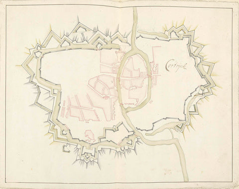 Map of Kortrijk, c. 1701-1715, Samuel Du Ry de Champdoré, 1701 - 1715 Canvas Print