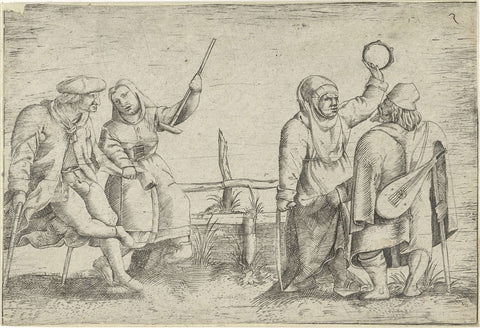 Two crippled dancers and musicians, Dirk van Hoogstraten, 1606 - 1640 Canvas Print