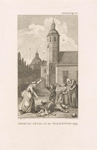 Sad case in the Willemstad 1793, Reinier Vinkeles (I), 1794 Canvas Print