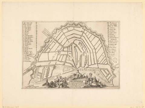 Map of Amsterdam, anonymous, 1696 - 1700 Canvas Print