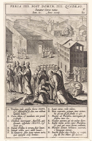 Christ heals a man born blind, Antonie Wierix (II), 1593 Canvas Print