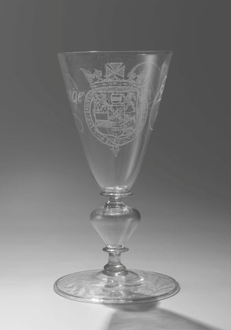 Chalice glass with the coat of arms of William III, anonymous, c. 1675 - c. 1700 Canvas Print