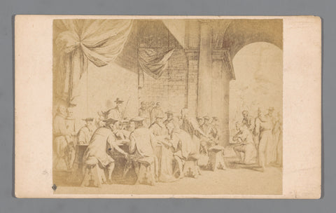 Photo reproduction of an engraving of The Council of Strokes or the Blood Council, instituted by the Duke of Alba in September 1567, anonymous, 1850 - 1900 Canvas Print