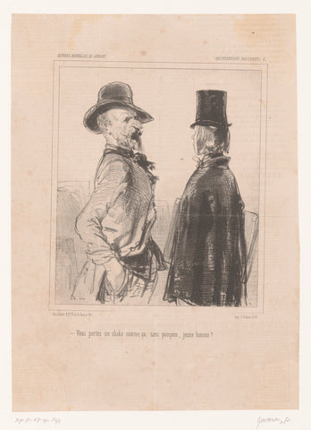 Old man comments on the hat of a painter's apprentice, Paul Gavarni, 1846 Canvas Print