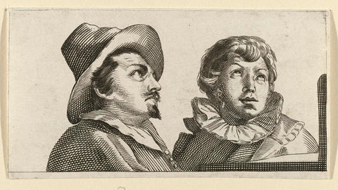 Two men viewing the image Hercules Farnese, anonymous, 1617 - 1667 Canvas Print