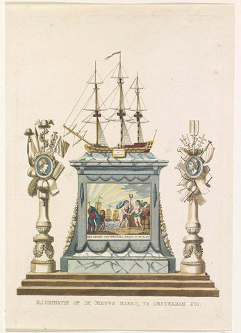 Koophandel en Zeevaart, decoration on the Nieuwmarkt, 1795, A. Schol (II), 1795 Canvas Print