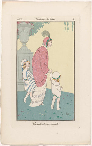 Journal des Dames et des Modes, Costumes Parisiens, 1913, No. 81 : Toilettes de promenade, anonymous, 1913 Canvas Print