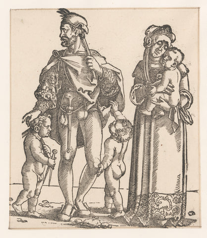 Jered with his wife and children, anonymous, 1530 Canvas Print