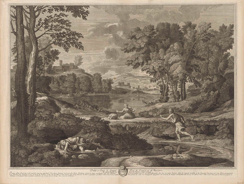 Landscape with a boy strangled by a snake, Etienne Baudet, 1701 Canvas Print