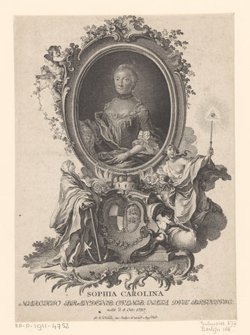 Portrait of Sophie Caroline Marie von Braunschweig-Wolfenbüttel, Johann Esaias Nilson, 1759 - 1788 Canvas Print