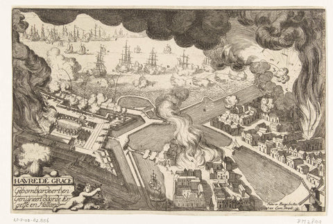 Bombardment of Le Havre by the Allies, 1694, Pieter van den Berge, 1694 Canvas Print