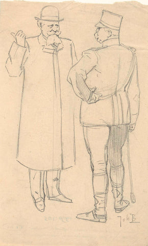 Design for illustration in De Amsterdammer: Twee pratende mannen (23 December 1906), Johan Braakensiek, 1906 Canvas Print