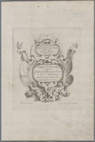 Title print for a series of cartouches and ornaments in lobe style, Jacob Lutma, Johannes Lutma (1584-1669), 1654 Canvas Print