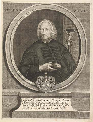 Portrait of Joannes van den Steen, Lodewijk Joseph Fruytiers, 1747 Canvas Print