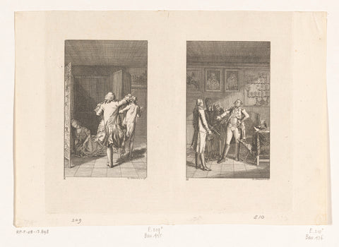 Candide en Kunigunde betrapt en Candide bij de gouverneur van Buenos Aires, Daniel Nikolaus Chodowiecki, 1778 Canvas Print