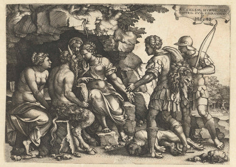 Thetis and Chiron in conversation, Georg Pencz, 1543 Canvas Print