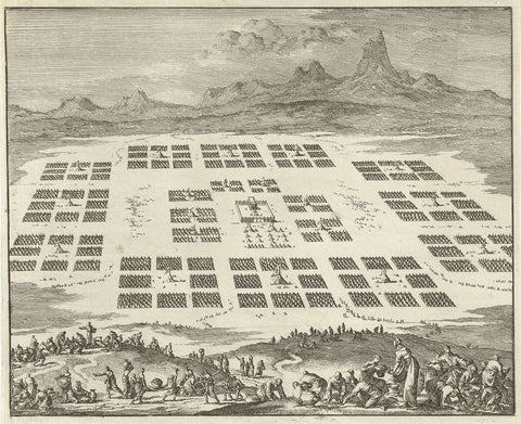 Tent camps of the twelve tribes of Israel arranged around the tabernacle, anonymous, 1683 - 1762 Canvas Print