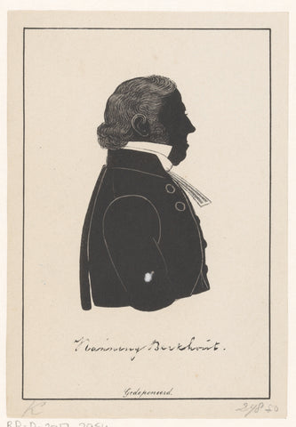 Silhouette portrait of Nanning Berkhout, Pieter Barbiers (IV) (possibly), 1809 - 1848 Canvas Print