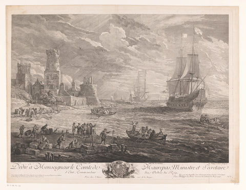 View of a port, Jacques-Philippe Le Bas, 1746 Canvas Print