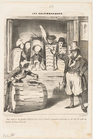 Charlatan gives a performance about French celebrities, Honoré Daumier, 1843 Canvas Print