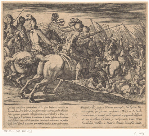 All the riders of Lara's sons are slaughtered as well as Fernan Gonzalez, Antonio Tempesta, 1612 Canvas Print