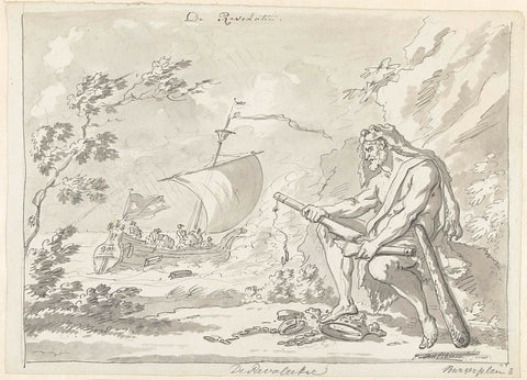 Revolution: Hercules breaks the yoke, Jan Bulthuis, 1795 Canvas Print