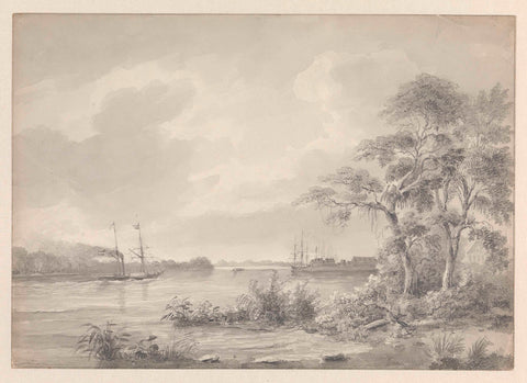 Fort Zeelandia seen when sailing up the river Suriname, Hendrik Huygens, after 1849 - before 1851 Canvas Print