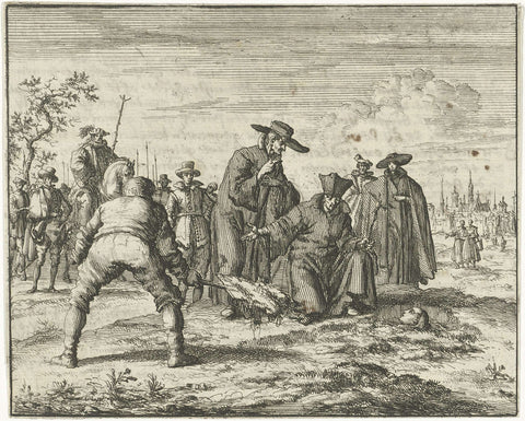 Anneken van den Hove buried alive in Brussels, Jan Luyken, 1685 Canvas Print