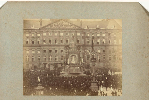 Decorations on Dam Square during the April Festivals of 1887 in Amsterdam, Albert Greiner, 1887 Canvas Print