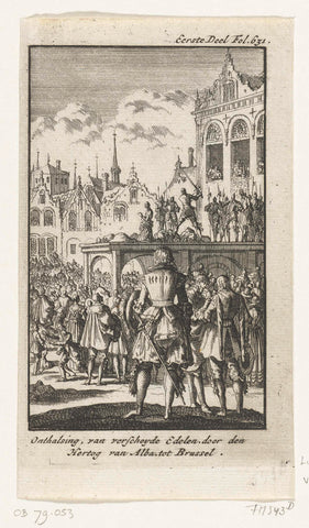 Executions of nobles in Brussels, 1568, Jan Luyken, 1697 - 1699 Canvas Print