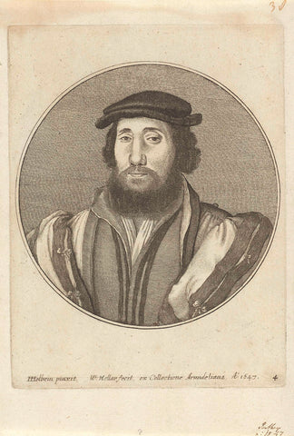 Portret van een man met baard en baret, Wenceslaus Hollar, 1647 Canvas Print