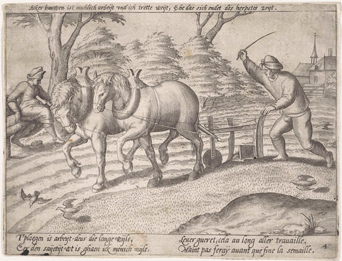 Ploughing of the country, Antonie Wierix (II) (possibly), 1565 - before 1604 Canvas Print